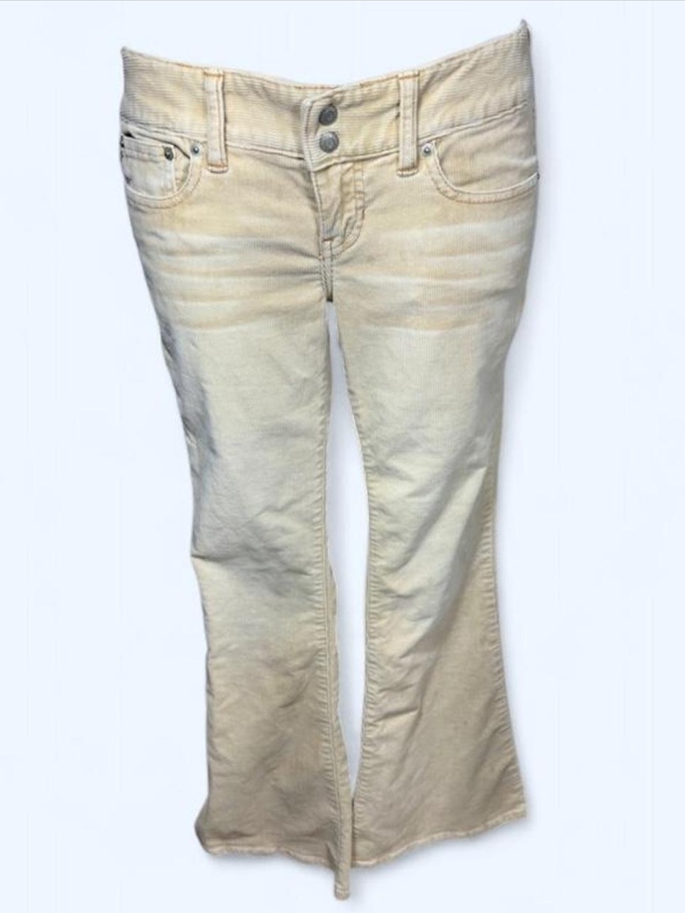 Abercrombie & Fitch Vintage Y2K Vorduroy Flare Pants Low Rise Cream Size 2